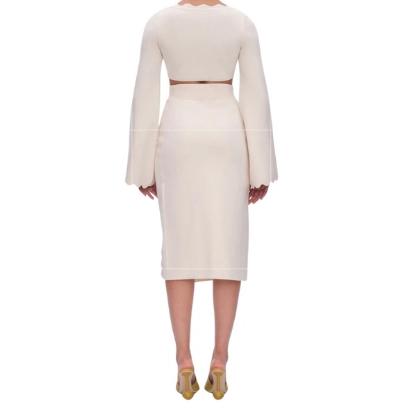 ANDREA IYAMAH ODA Scalloped Knit Skirt Tusk Small Designer Quiet Luxury NWT READ - Picture 11 of 11